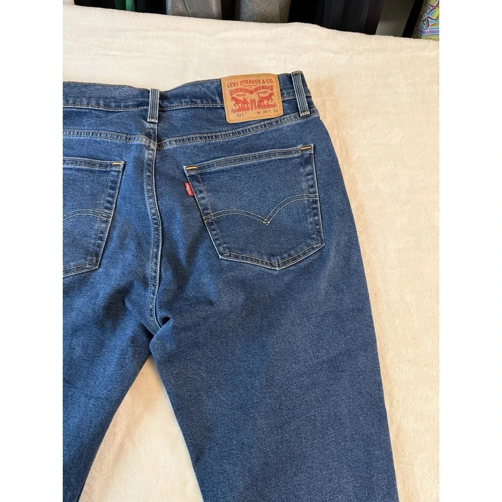 Levi's 511 Men's Blue Denim Slim Fit Straight Leg Stretch Jeans 36X32‎